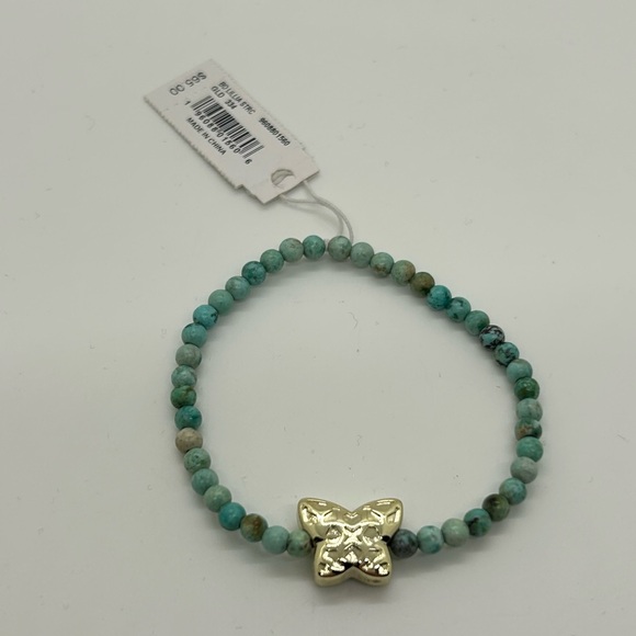 NWT Kendra Scott Beaded Lillia Gold Stretch Bracelet in Sea Green Chrysocolla - Picture 9 of 9